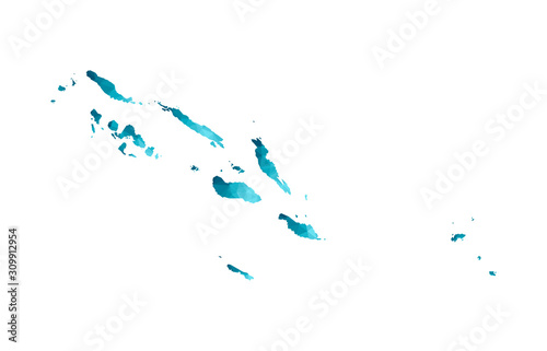 Wallpaper Mural Vector isolated illustration icon with simplified blue silhouette of Solomon Islands map. Polygonal geometric style, triangular shapes. White background Torontodigital.ca