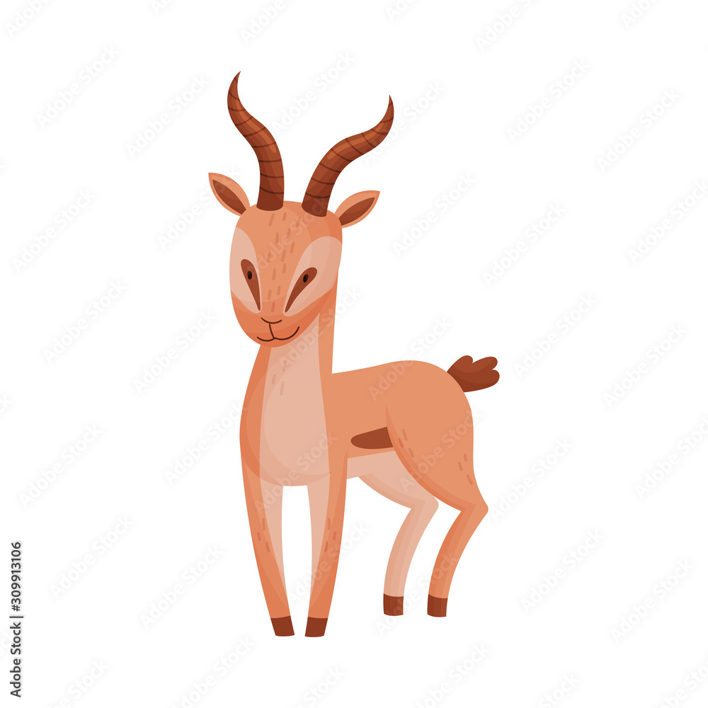Obraz premium African Gazelle in Standing Pose Stylized Drawing Vector Illustration