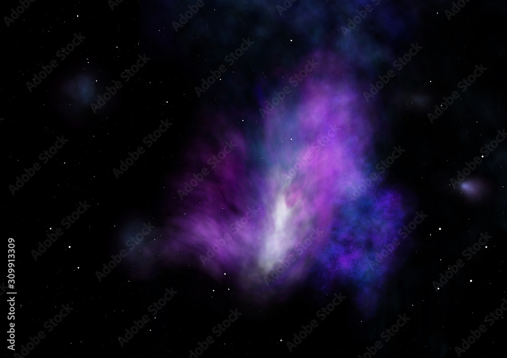 Obraz premium Being shone nebula and star field. 3D rendering
