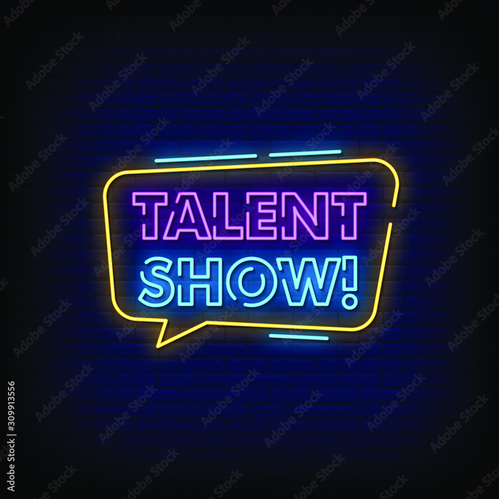 Talent Show Neon Signs Style Text Vector