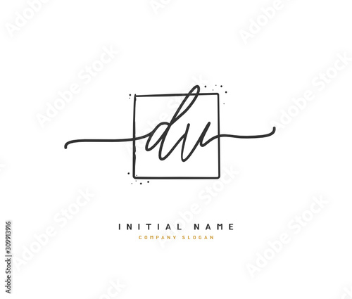 D V DV Beauty vector initial logo, handwriting logo of initial signature, wedding, fashion, jewerly, boutique, floral and botanical with creative template for any company or business.