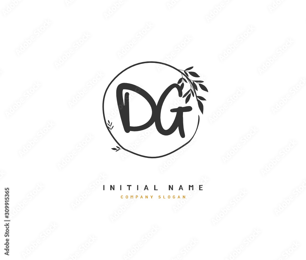 D G DG Beauty vector initial logo, handwriting logo of initial signature, wedding, fashion, jewerly, boutique, floral and botanical with creative template for any company or business.