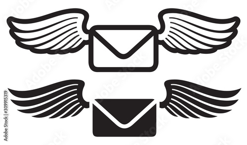e-mail with wings vector (envelope icon)