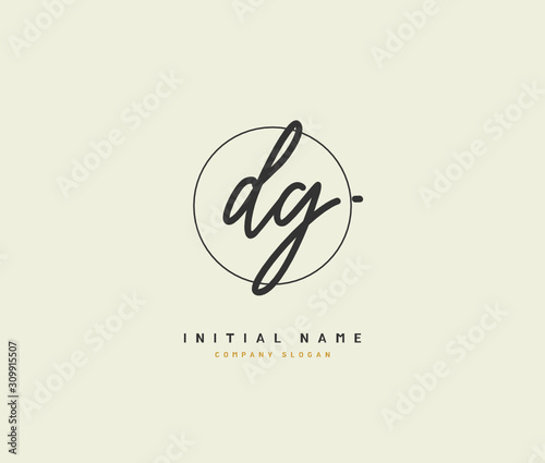 D G DG Beauty vector initial logo, handwriting logo of initial signature, wedding, fashion, jewerly, boutique, floral and botanical with creative template for any company or business.