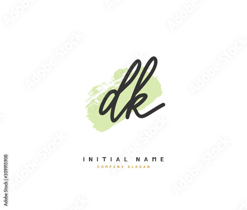 D K DK Beauty vector initial logo  handwriting logo of initial signature  wedding  fashion  jewerly  boutique  floral and botanical with creative template for any company or business.