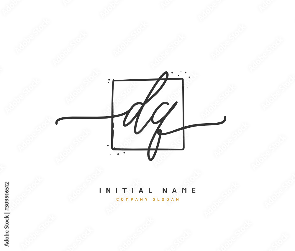 D Q DQ Beauty vector initial logo, handwriting logo of initial signature, wedding, fashion, jewerly, boutique, floral and botanical with creative template for any company or business.