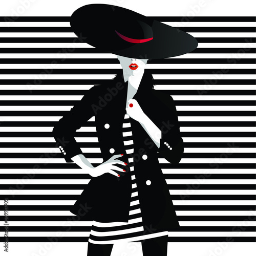 Fashion woman in style pop art. Vector illustration