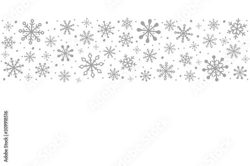 Empty Christmas greeting card with decorative snowflakes. Winter background. Vector