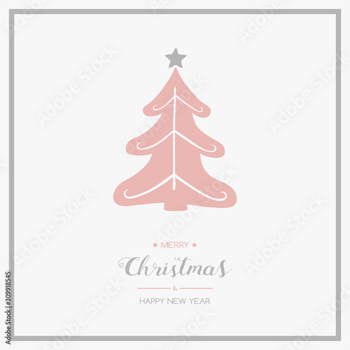 Christmas tree with wishes. Xmas greeting card. Vector