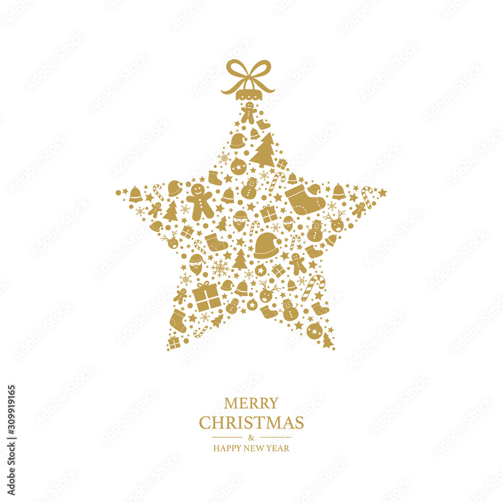 Merry Christmas and Happy New Year. Greeting card with star. Vector Merry Christmas and Happy New Year. Greeting card with star. Vector