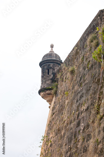 watchtower of castle El Morro (old spanish citadel) in San Juan, Puerto Rico