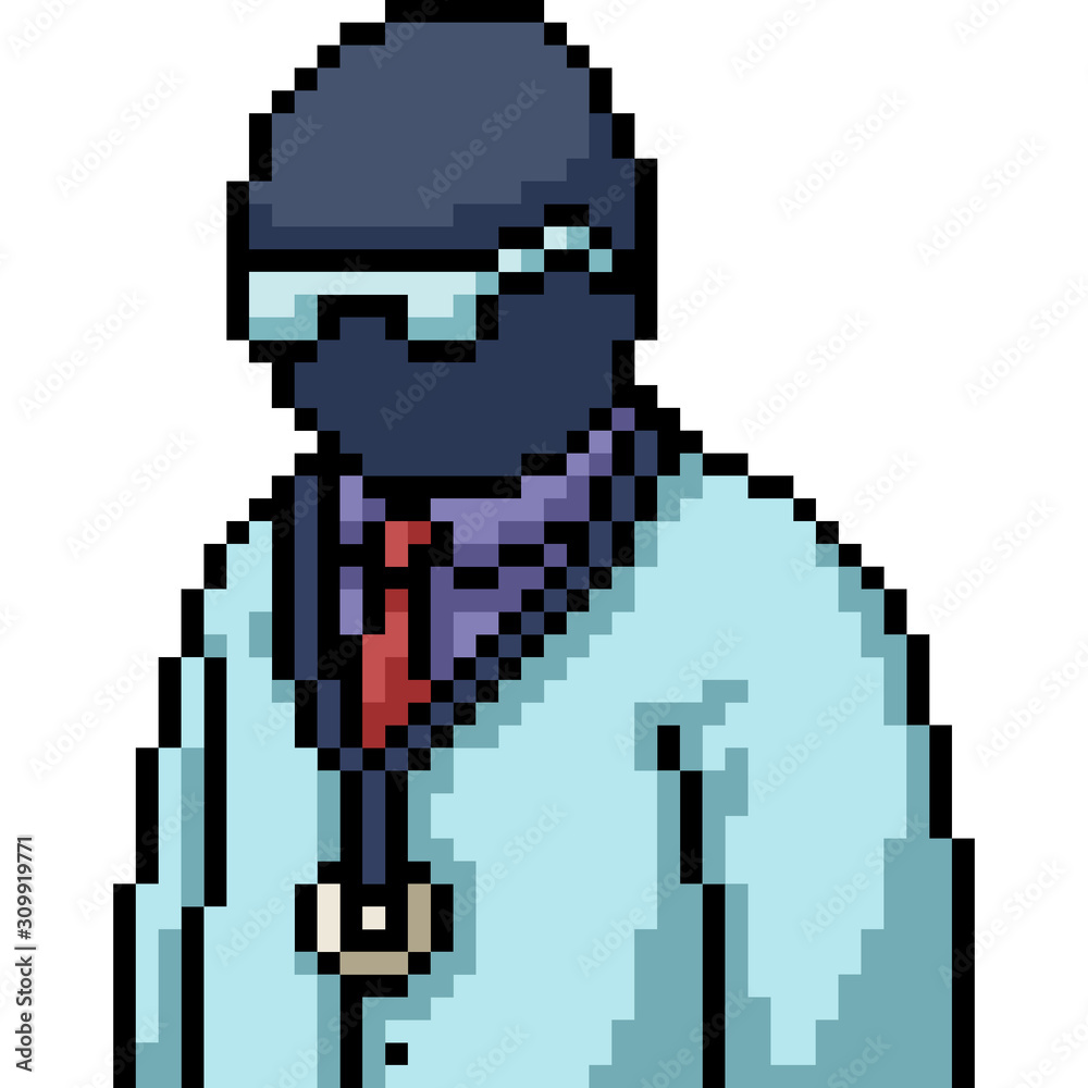 Obraz premium vector pixel art black doctor