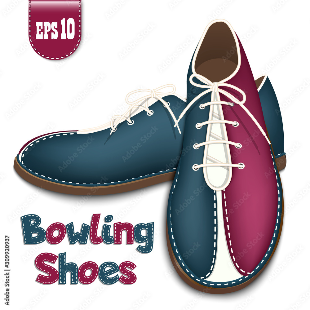 Bowling shoes icon. A pair of athletic bowling shoes. Top view and