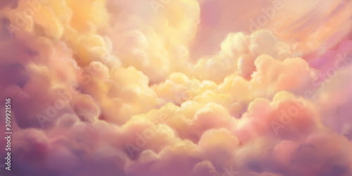 The Cloud Sea. Natural Sky Backdrop. Concept Art. Realistic Illustration. Video Game Digital CG Artwork Background. Nature Scenery.