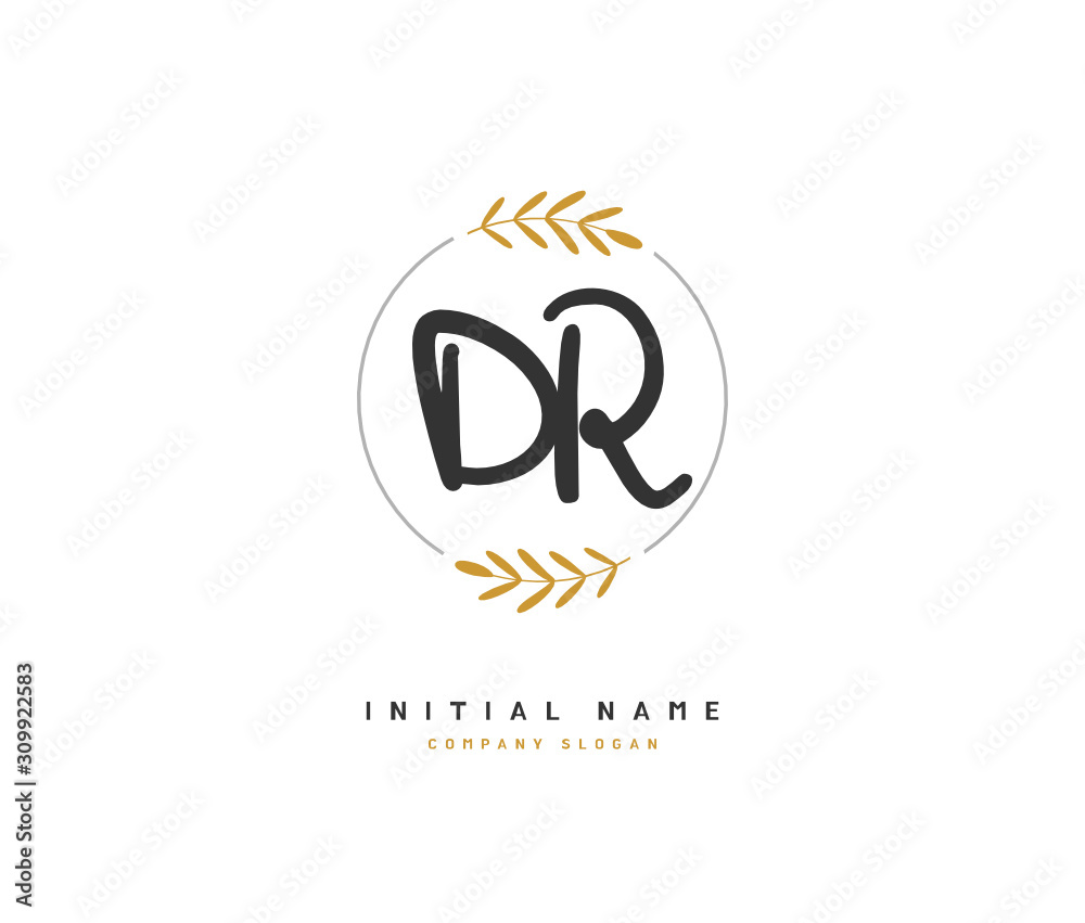 D R DR Beauty vector initial logo, handwriting logo of initial signature, wedding, fashion, jewerly, boutique, floral and botanical with creative template for any company or business.