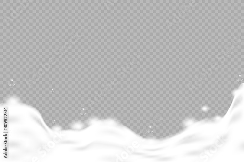 Shampoo bubbles texture. Bath foam on transparent background.