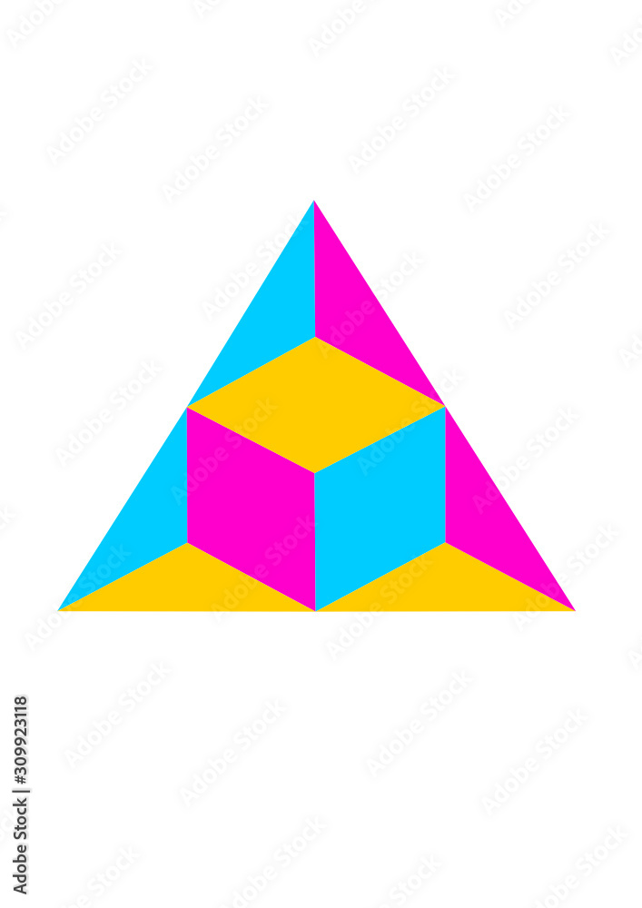 3D Geometric Triangle & Cube