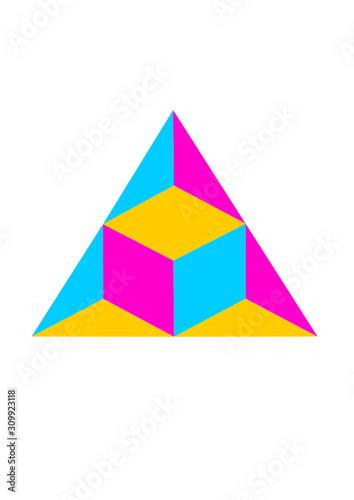 3D Geometric Triangle & Cube