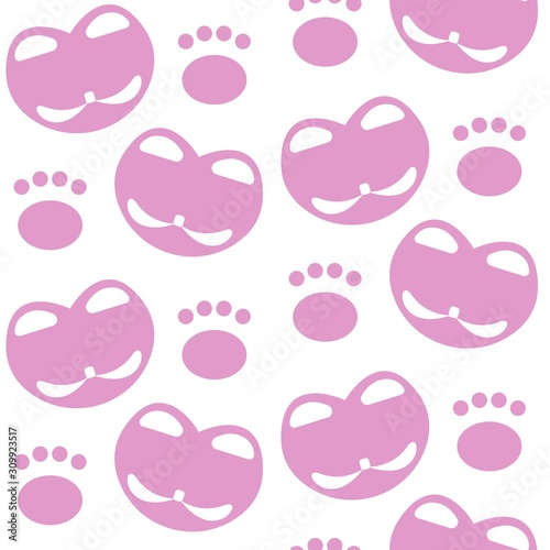 Pattern love, Valentine 's Day, pink cat hearts on white background, isolated vector illustration