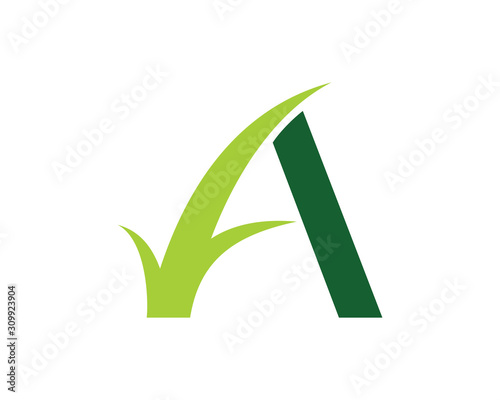 Letter A with Grass Logo Vector 001