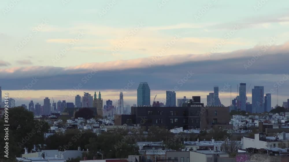 Manhattan skyline, as seen from a rooftop in Brooklyn, New York, 29th October 2018