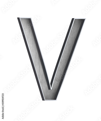  wooden letter with metal outer frame letter V ILLUSTRATION