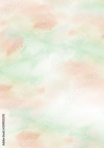 Light turquoise, pink and green watercolor background texture design