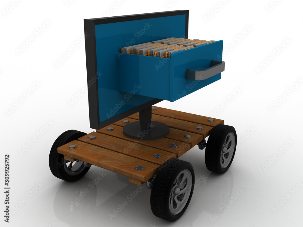 Naklejka premium 3d rendering computer folder network 