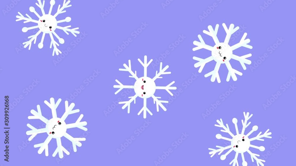 Bright, simple animation of falling snowflakes. Cartoon background. Greeting card motion design. Bright, simple animation of falling snowflakes. Cartoon background. Greeting card motion design.