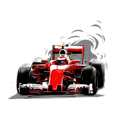 Ingelijste posters Formule 1 Rode F1 sportwagen zijaanzicht  © quicklinestudio