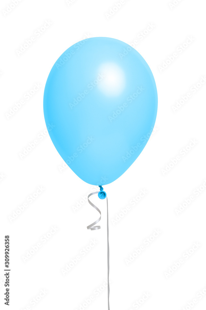 Blue helium balloon isolated on white