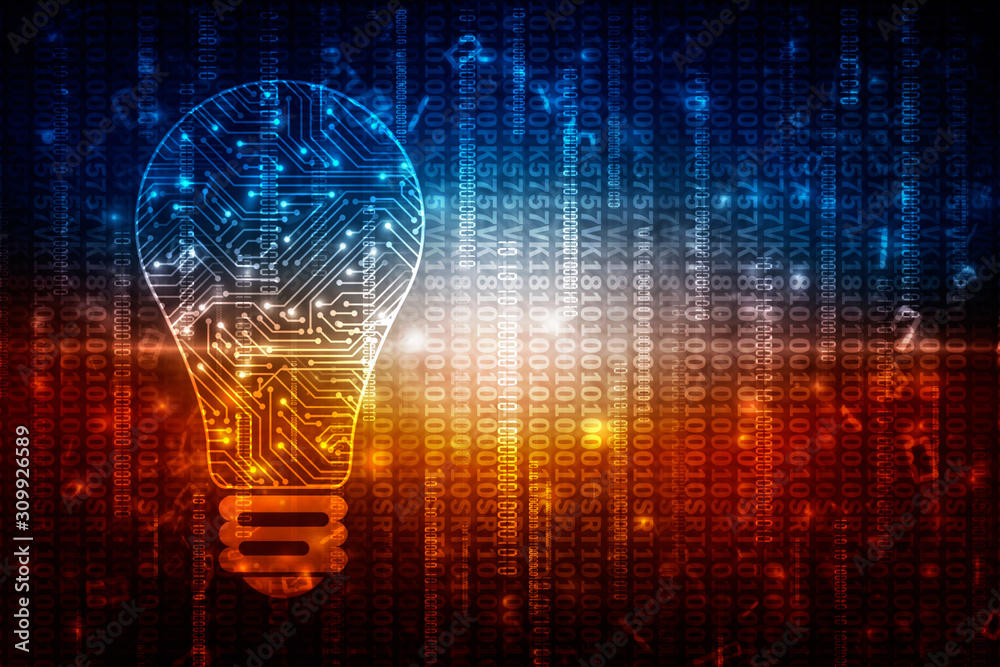 2d illustration bulb future technology, innovation background, creative ...