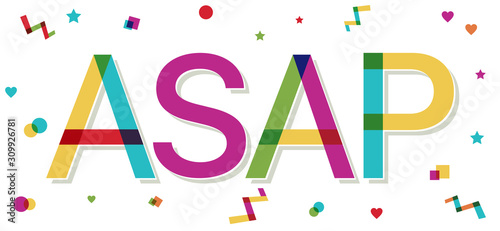 "ASAP" text with colorful confetti