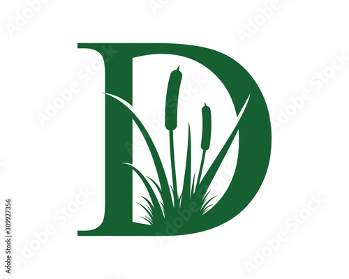 Letter D with Reeds Grass Logo Vector 001