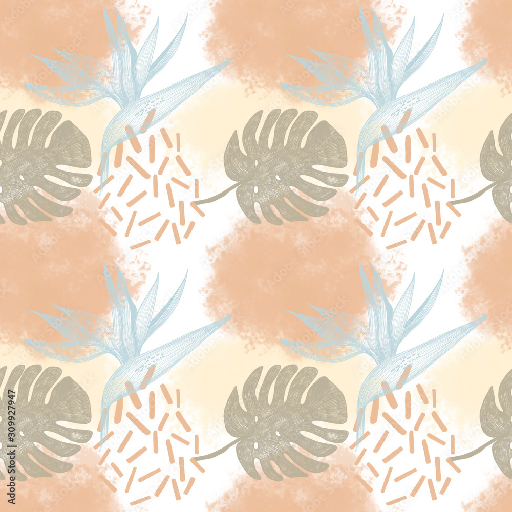 Fototapeta premium Seamless pattern with ink circle textures. Abstract seamless background with fireworks.