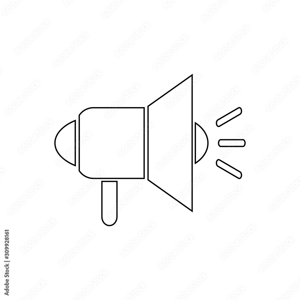 Megaphone icon on white. Megaphone icon on white.
