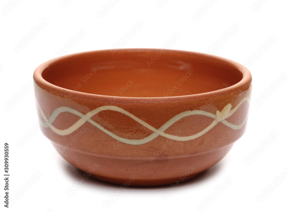 Empty traditional clay pot isolated on white background Empty traditional clay pot isolated on white background
