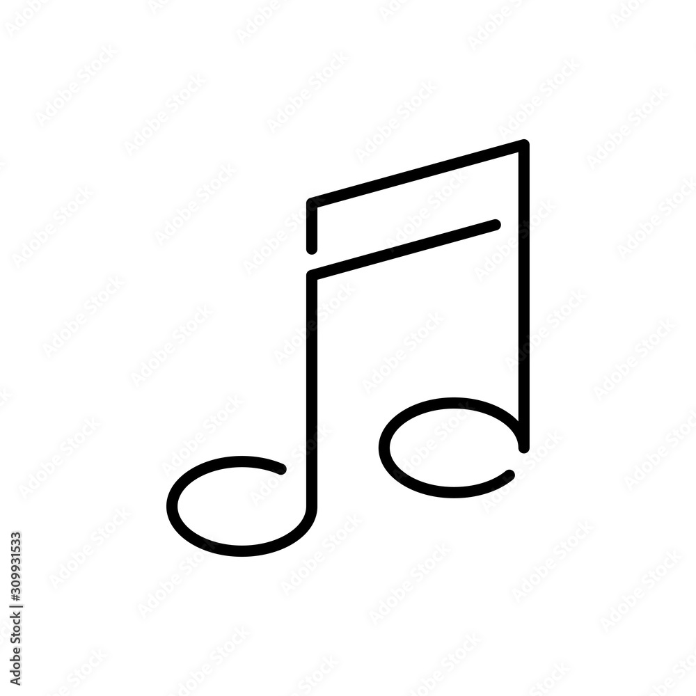 Símbolo música. Icono plano lineal nota musical en color negro