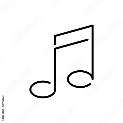 Símbolo música. Icono plano lineal nota musical en color negro