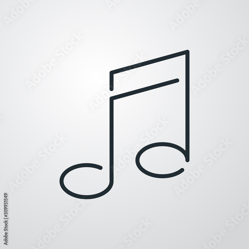 Símbolo música. Icono plano lineal nota musical en fondo gris