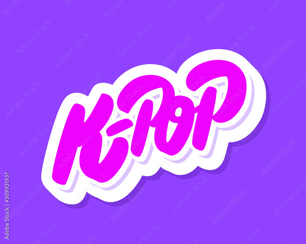 K-pop. Hand drawn vector lettering. Korean pop music style.