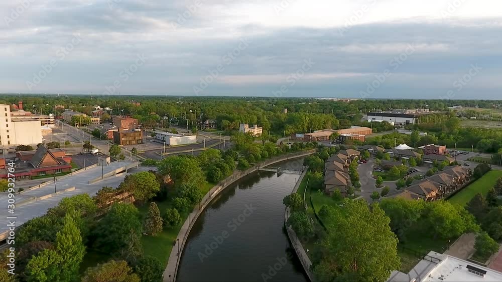 The Flint River, as seen from above by drone, is the source of water to the citizens of Flint, Michigan. The Flint River, as seen from above by drone, is the source of water to the citizens of Flint, Michigan.