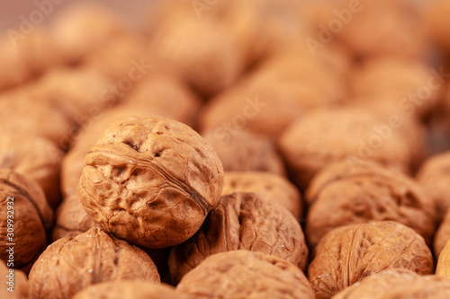 walnut on a wooden background