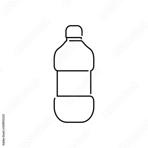 Icono plano lineal botella de refresco de plástico en color negro