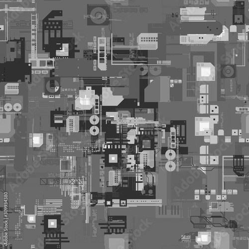 Tableau sur toile 8K greyscale tech city cyberpunk displacement map texture for 3d modelling