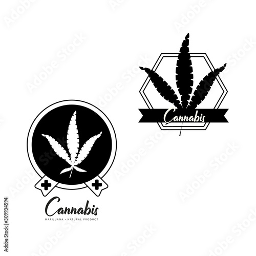 Marijuana, Cannabis icons. Set of medical marijuana icons. Drug consumption. photo