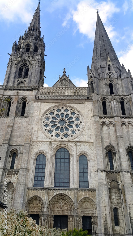 Famous Cathedral of Notre-Dame in Chartres, France