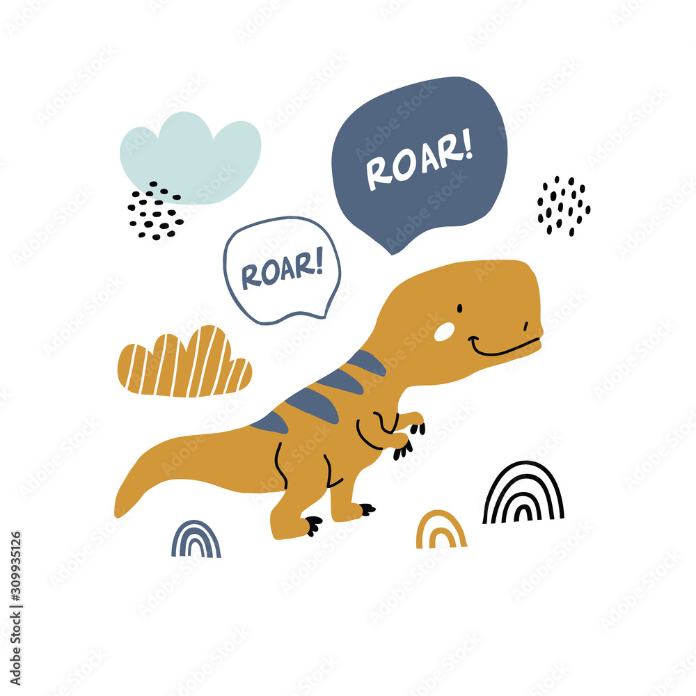 Obraz premium handdrawn dinosaur scandinavian style illustration