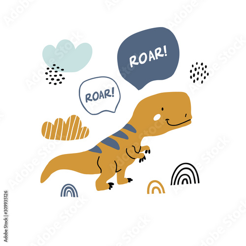 handdrawn dinosaur scandinavian style illustration