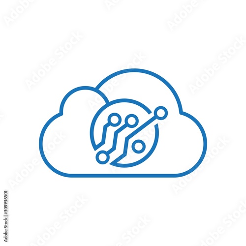 Cloud technologies. Vector linear icon on a white background.